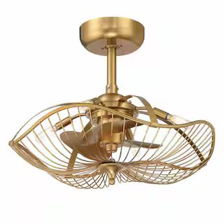 Auri 22 in. LED Indoor/Outdoor Aged Brass Ceiling Fan with Dimmable Lights and Remote Control | The Home Depot
