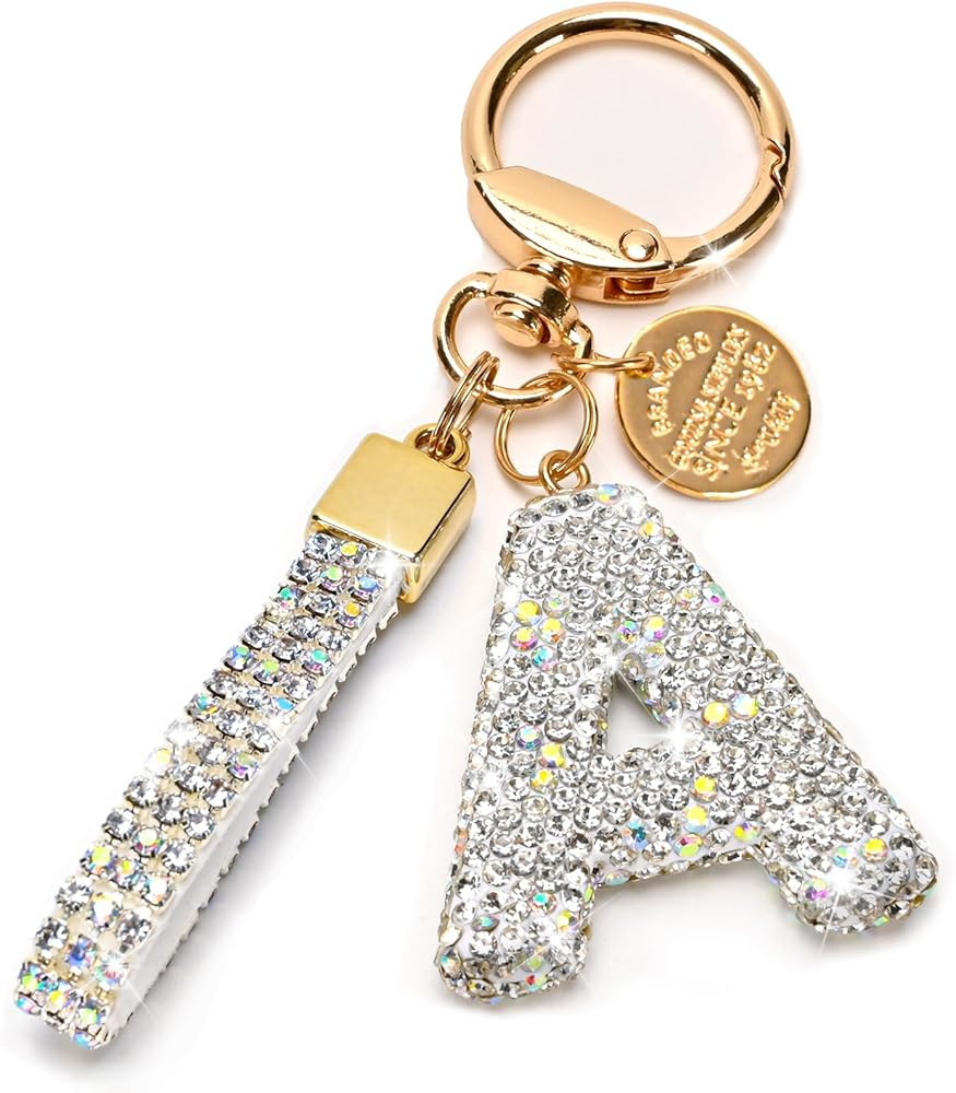 Initial Letter Keychain for Women Girls, Bling cute KeyChain for Car Key Accessories Lanyard and ... | Amazon (US)