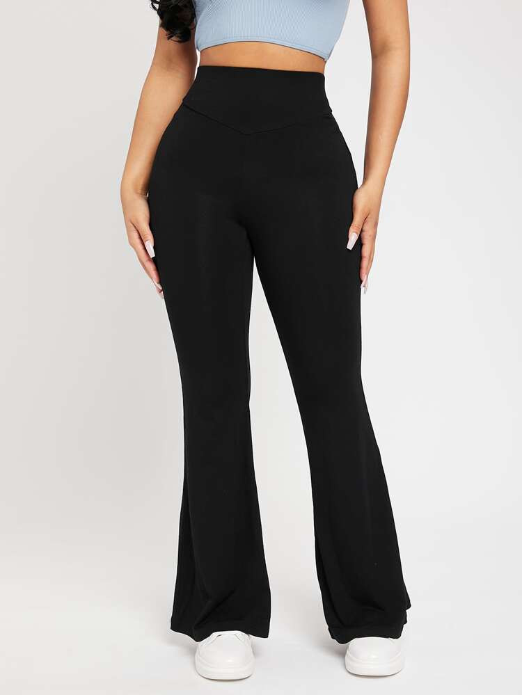 SHEIN PETITE High Waist Flare Leg Pants | SHEIN
