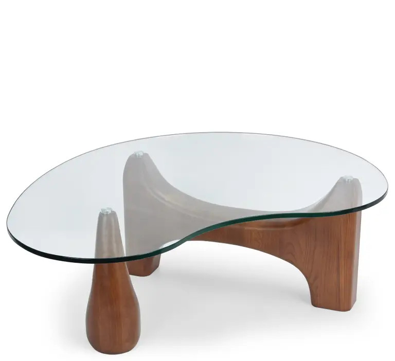 ORWELL Couchtisch mit organischen Formen, Glas & Eschenholz | NV Gallery (FR)