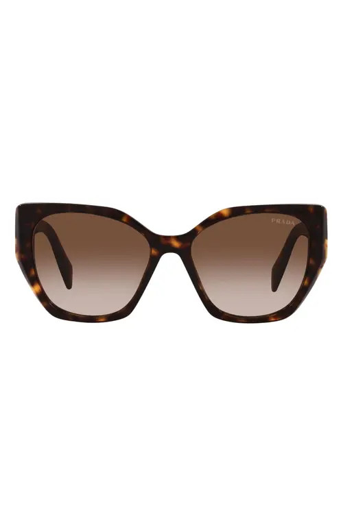 Prada 56mm Gradient Polarized Rectangular Sunglasses in Tortoise at Nordstrom | Nordstrom