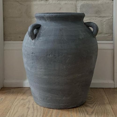 Black Vintage Decorative Vase for Home Décor, 12" Tall Handmade Terracotta Vase, Large Black Ceramic Vase | Amazon (US)