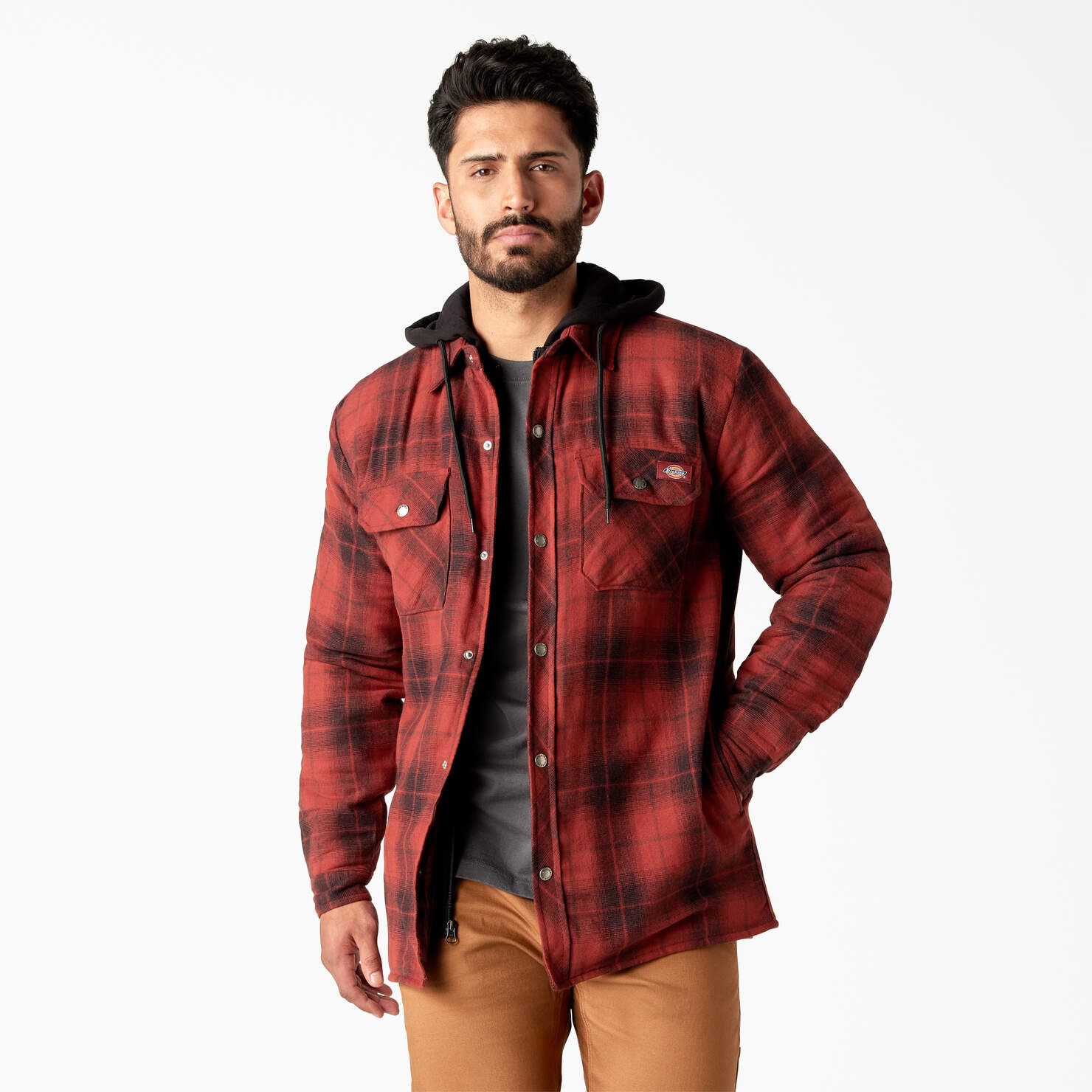 Fleece Hooded Flannel Shirt Jacket with DWR | Mens Shirt Jackets, Shackets | Dickies - Dickies US | Dickies