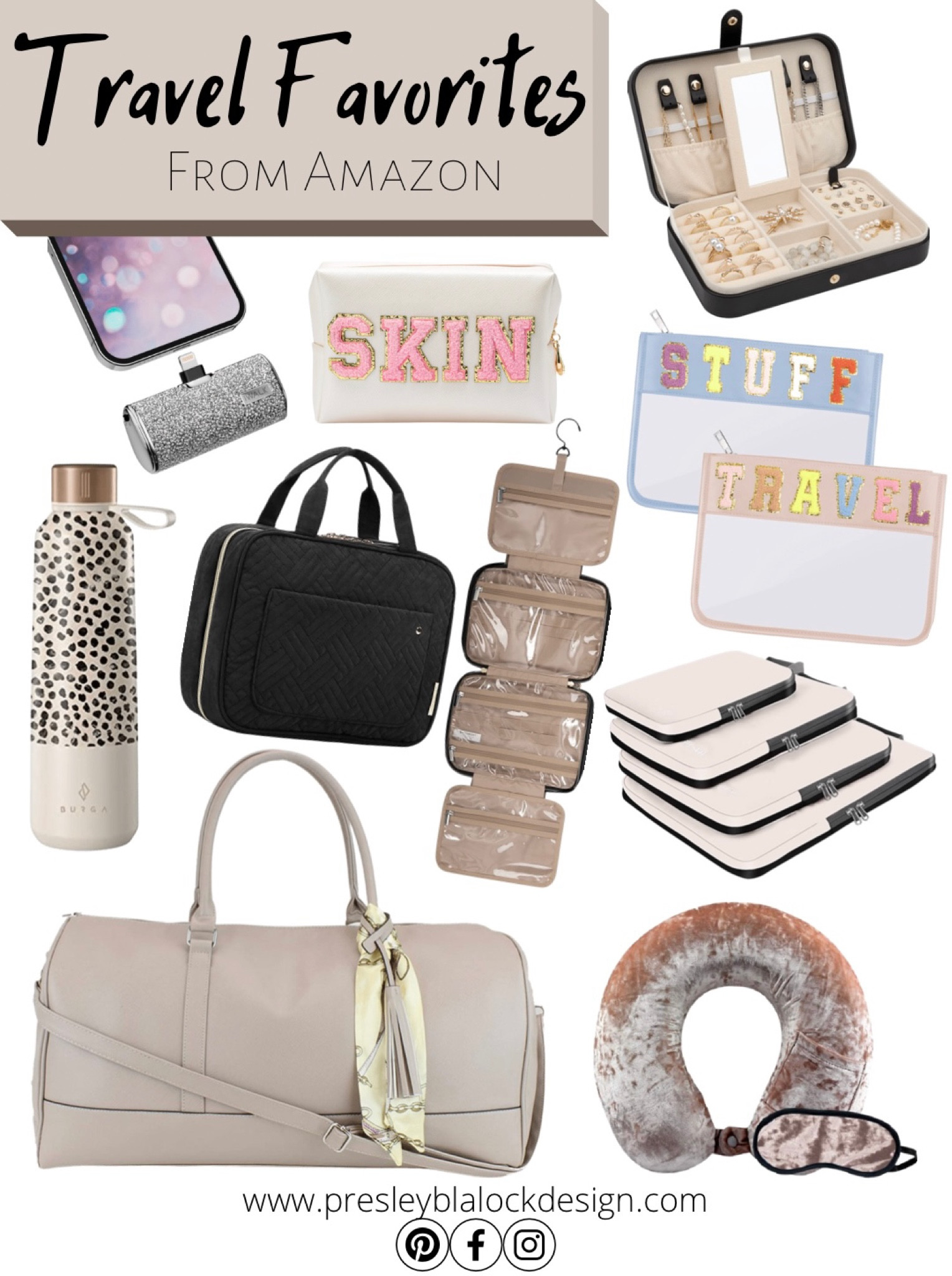 Travel Essentials from Amazon / Amazon Travel Accessories / Weekender Bag / Duffel Bag / Lettered Toiletry Bag / Clear Toiletry Bag / Travel Bag / Leather Duffel Bag / Amazon Suitcase / Hanging Travel Bag / Cosmetic Case / Packing Cubes / Insulated Water bottle / travel jewelry organizer case / neck pillow / travel phone charger / clear bag 

#LTKunder50 #LTKitbag #LTKtravel