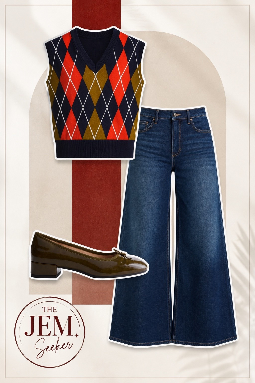 Old money meets fall color. 🤎🍂 Classic argyle, wide-leg denim & the cutest patent flats—the perfect fall transition fit.

#WalmartFashion #WalmartFindd

#LTKootd