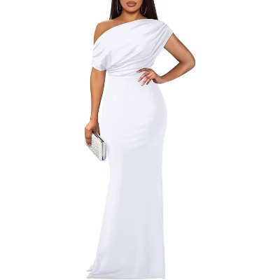 LEVEN SIXTEEN Elegant Off-Shoulder Bodycon Evening Dress for Women | Sleeveless Formal Long Gown for Parties White White Medium | Target