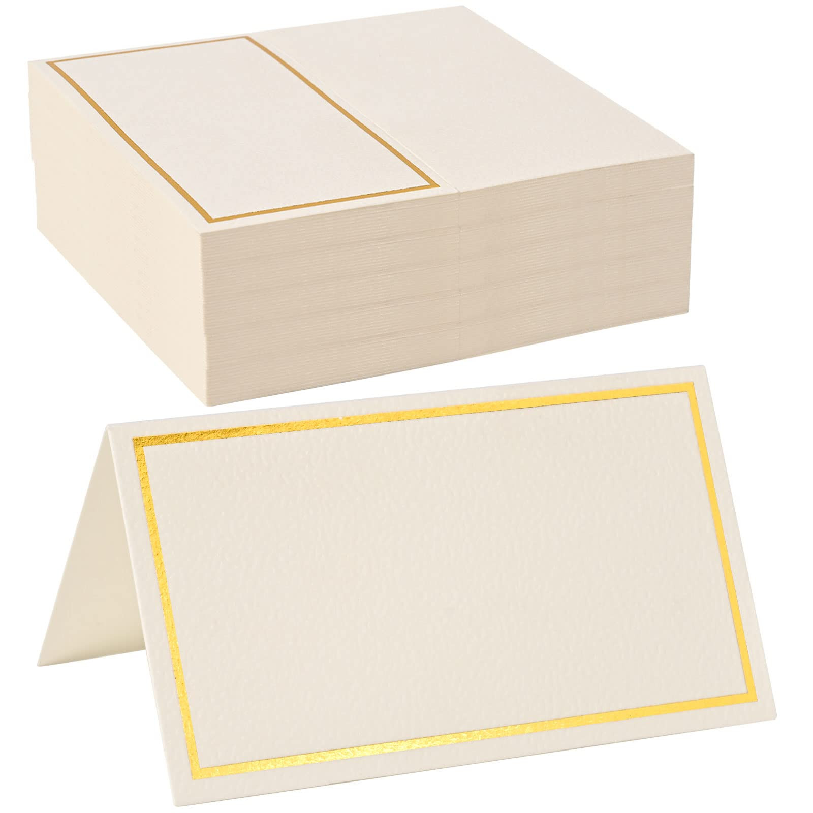 100 Pack Place Cards for Table Setting with Gold Foil Border Table Tent Cards for Seating Perfect... | Amazon (US)