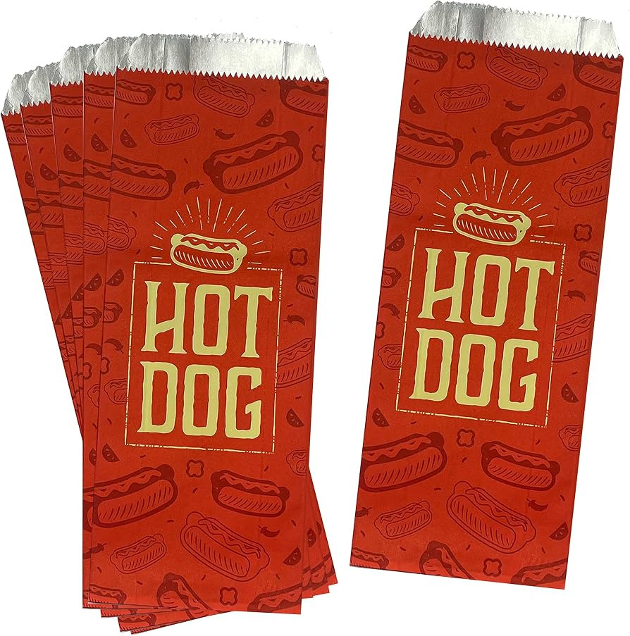 Printed Foil Hot Dog Bags - 50 Pack - Silver Red by Outside the Box Papers | Amazon (US)