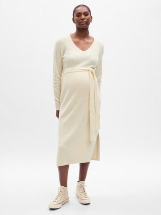 Maternity CashSoft Belted Midi Sweater Dress | Gap (US)