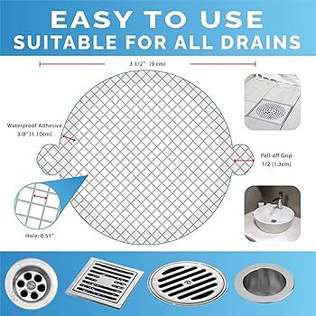 Hair Catcher Shower Drain Disposable Mesh Stickers, 35 Pack | Amazon (US)