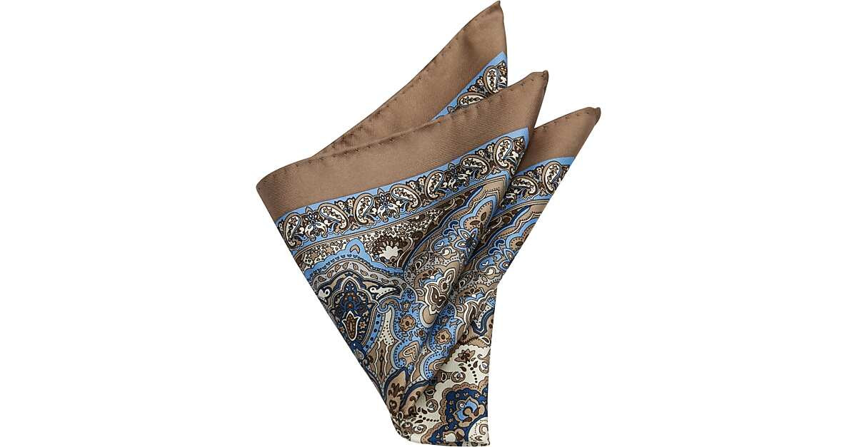 Joseph Abboud Silk Pocket Square, Taupe Paisley - Men's Accessories | Men's Wearhouse | The Men's Wearhouse