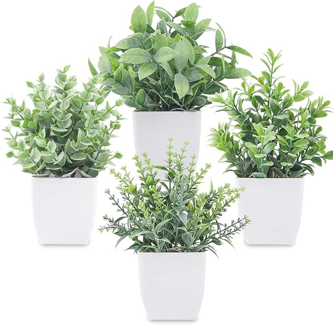 Der Rose 4 Pack Fake Plants Mini Artificial Greenery Potted Plants for Home Decor Indoor Office T... | Amazon (US)