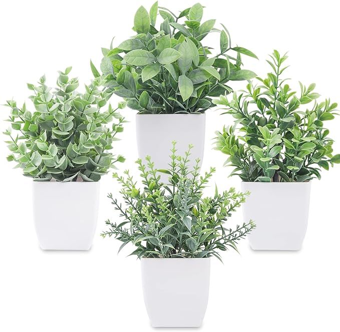 Der Rose 4 Packs Fake Plants Mini Artificial Greenery Potted Plants for Home Decor Indoor Office ... | Amazon (US)
