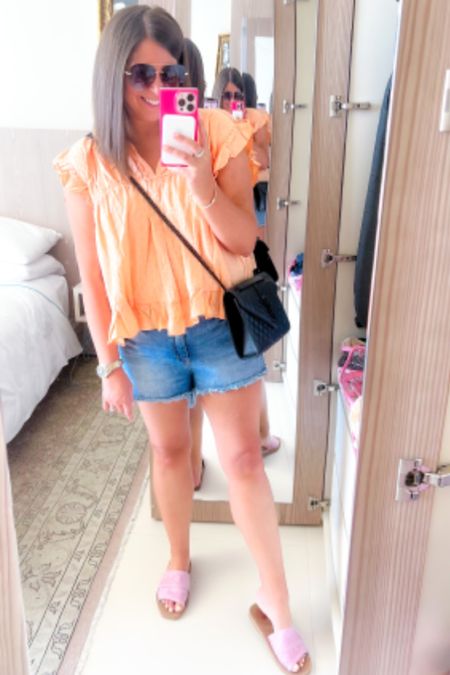 Orange creamisicle flowy top with jean shorts = the perfect combo!!

#LTKSale #LTKstyletip #LTKmidsize