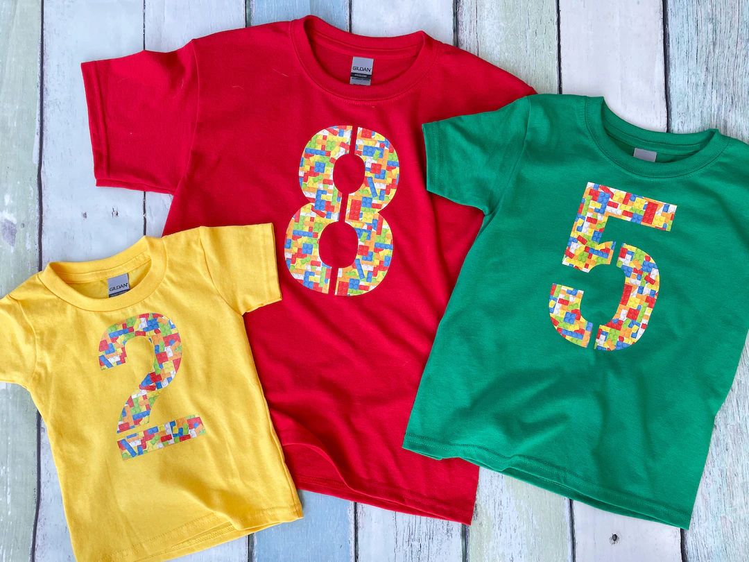 Brick Birthday Number Shirt 4 5 6 7 8 Year Old T-shirt Construction Party Tee - Etsy | Etsy (US)
