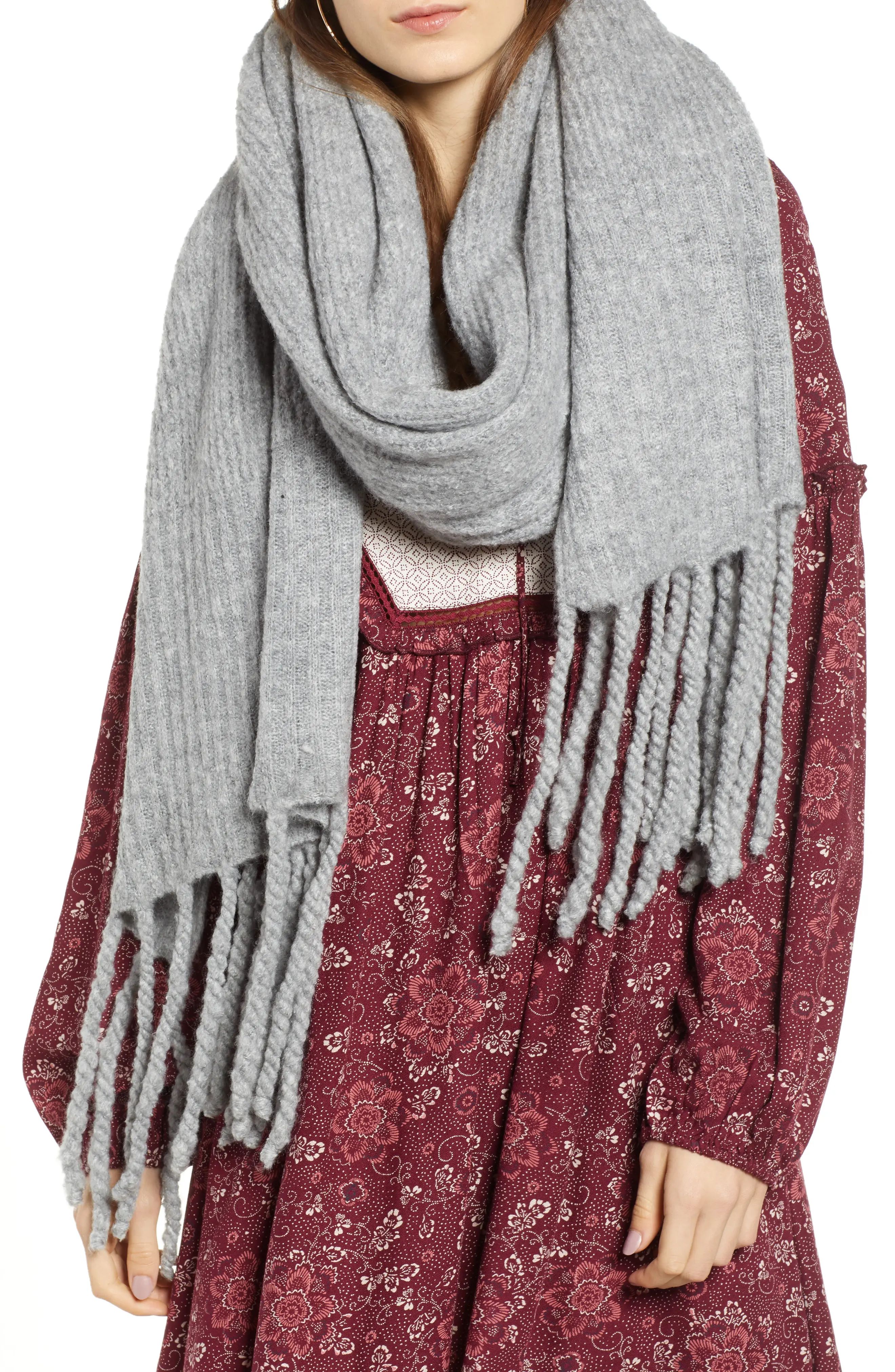 Free People Jaden Rib Knit Blanket Scarf | Nordstrom