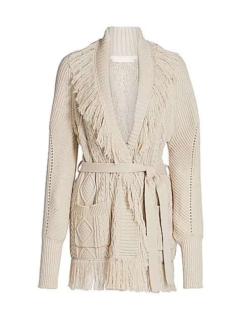 Jonathan Simkhai Anina Fisherman Knit Fringe Cardigan | Saks Fifth Avenue
