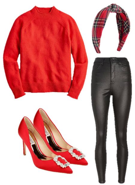 Festive Christmas party outfit 😍 
.
Holiday outfit winter outfit Christmas Eve outfit tartan plaid headband red heels red sweater 

#LTKHoliday #LTKunder50 #LTKSeasonal