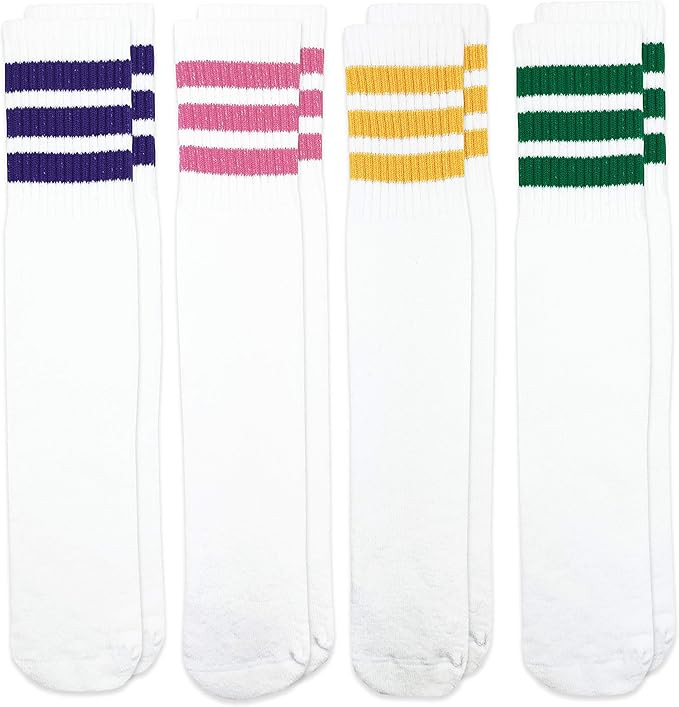Jefferies Socks Kids' Boys Girls Unisex Stripe Assorted Knee High Tube Socks 4 Pack | Amazon (US)