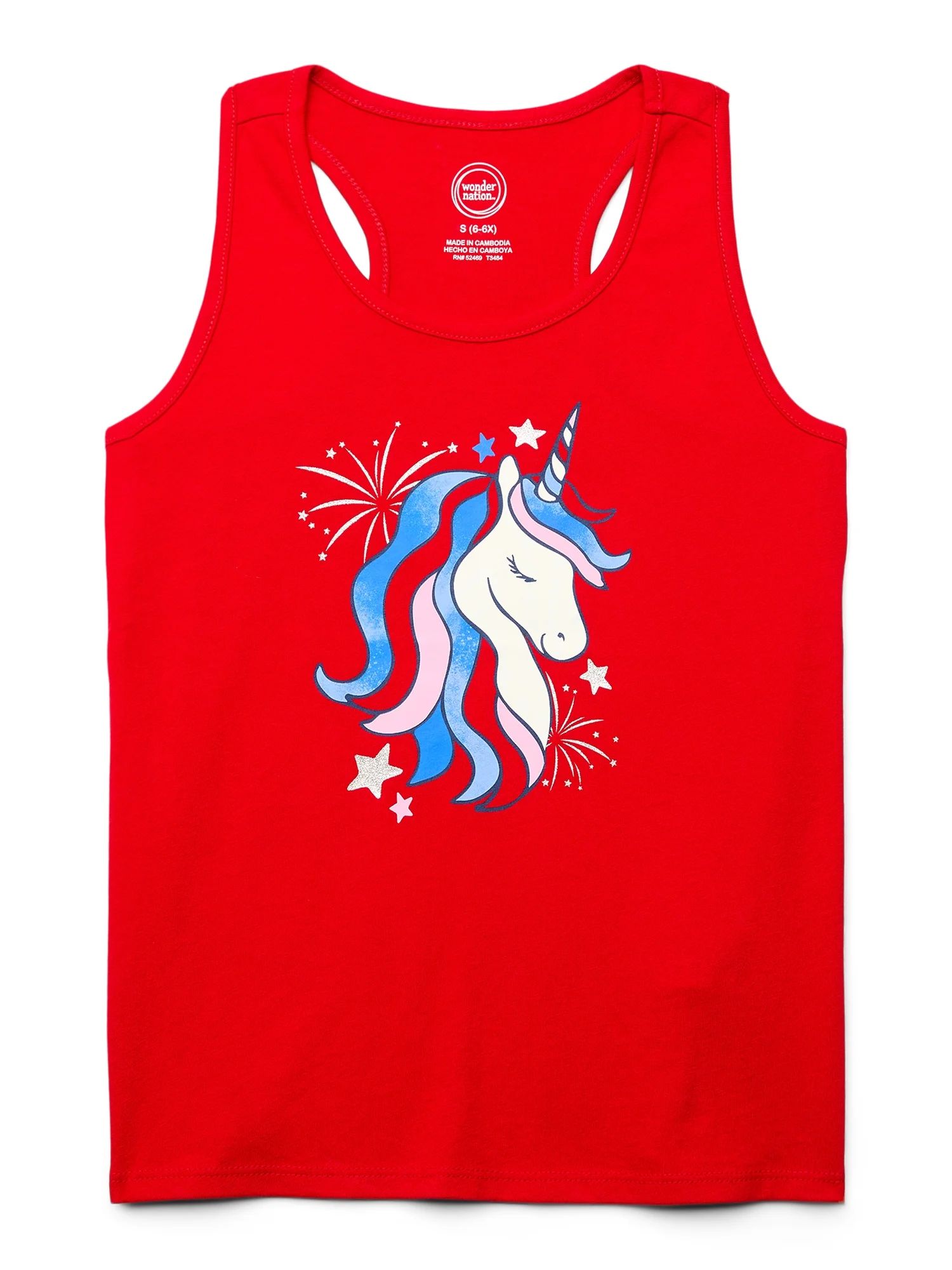 Wonder Nation Girls Americana Unicorn Graphic Print Tank Top, Sizes 4-18 | Walmart (US)