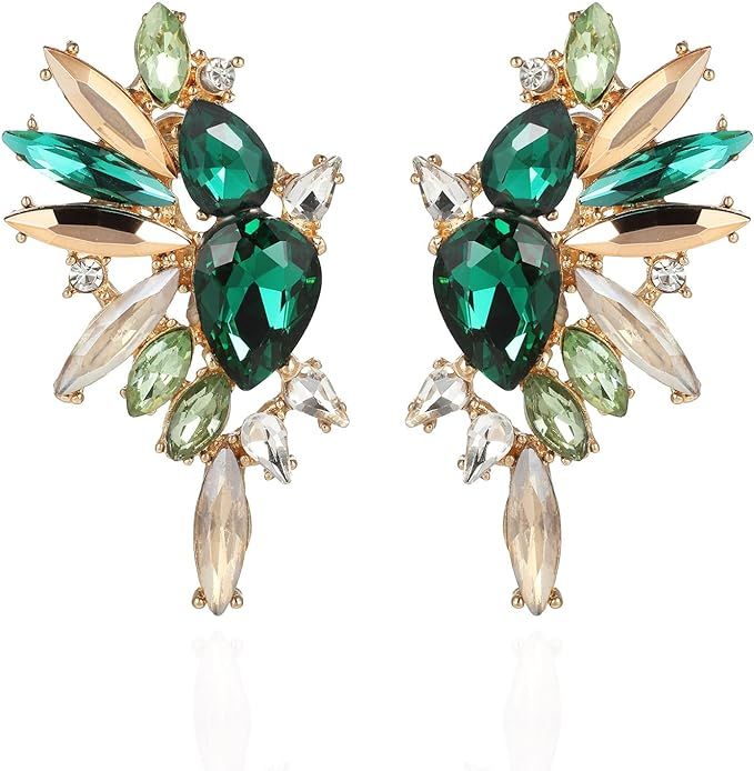 Met-edianger Vintage Rhinestone Statement Earrings Retro Big Cluster Crystal Drop Dangle Earrings... | Amazon (US)