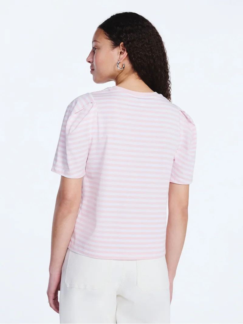 Free Assembly Women's and Women's Plus Crewneck Tee with Puff Sleeves, XS-4X | Walmart (US)