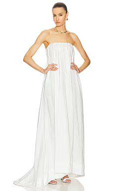 Helsa Crinkle Pleated Gown in White from Revolve.com | Revolve Clothing (Global)