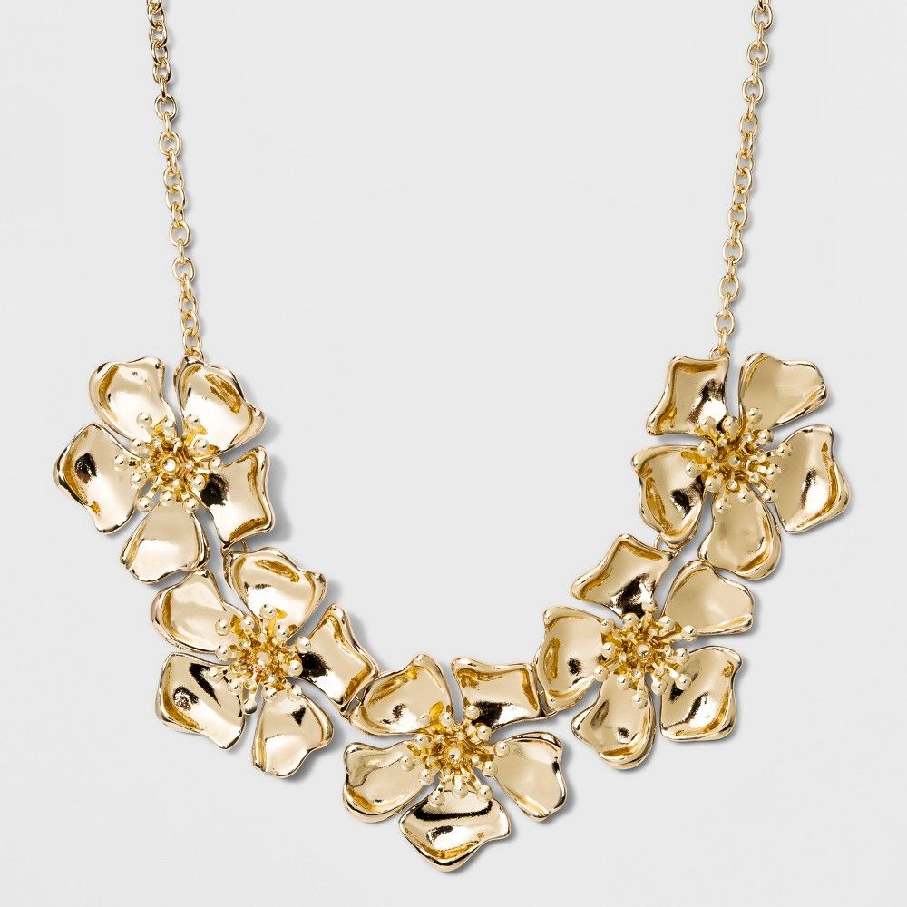 Sugarfix by BaubleBar Golden Flower Statement Necklace - Gold, Girl's, Size: Large | Target