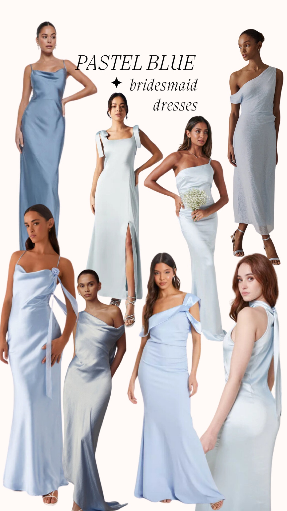 Pastel blue bridesmaid dresses, spring summer wedding, wedding guest 

#LTKwedding