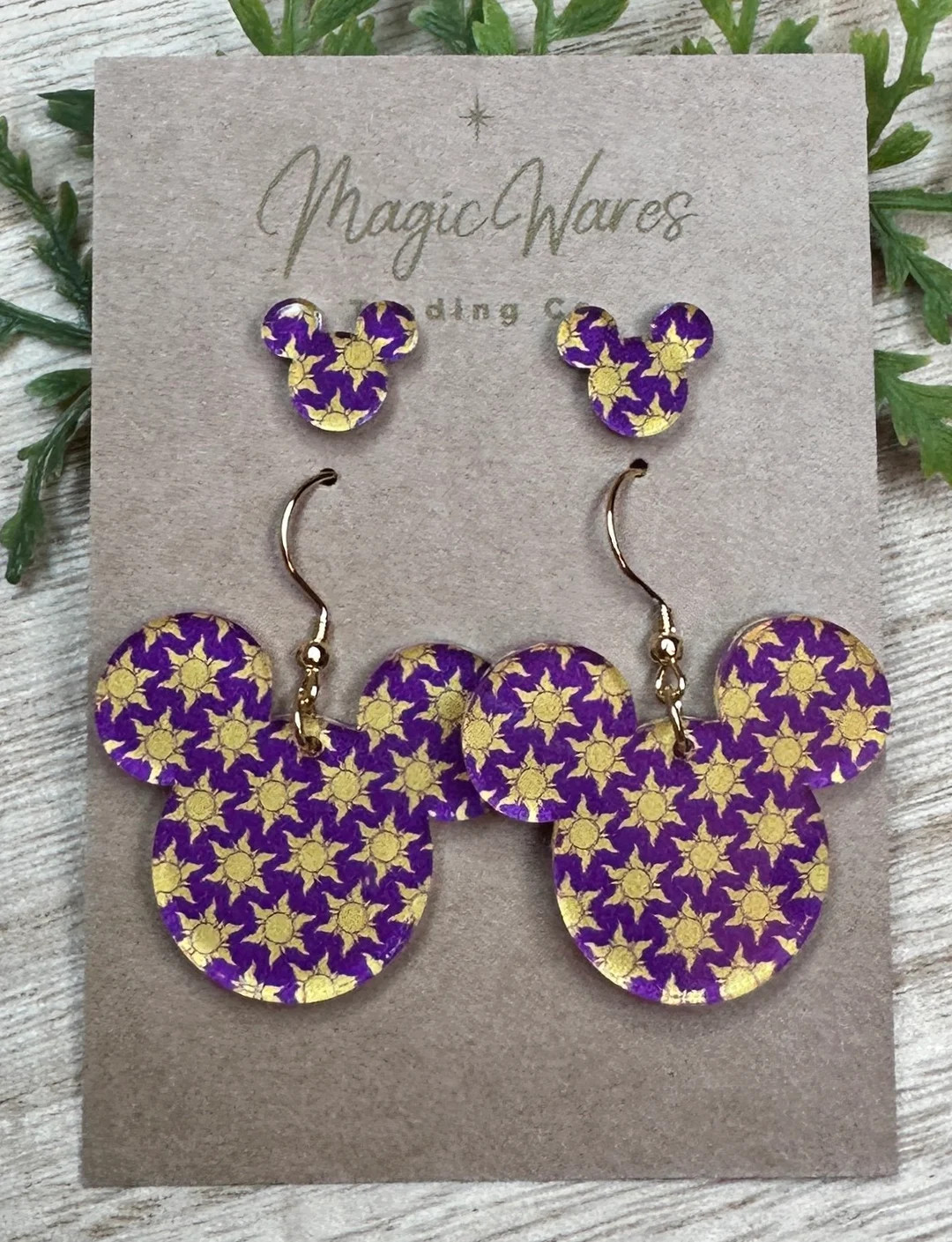 Mom and Me, Lost Princess, Stud and Dangle Laser Cut Purple With Yellow Sun Pattern Acrylic Earri... | Etsy (US)