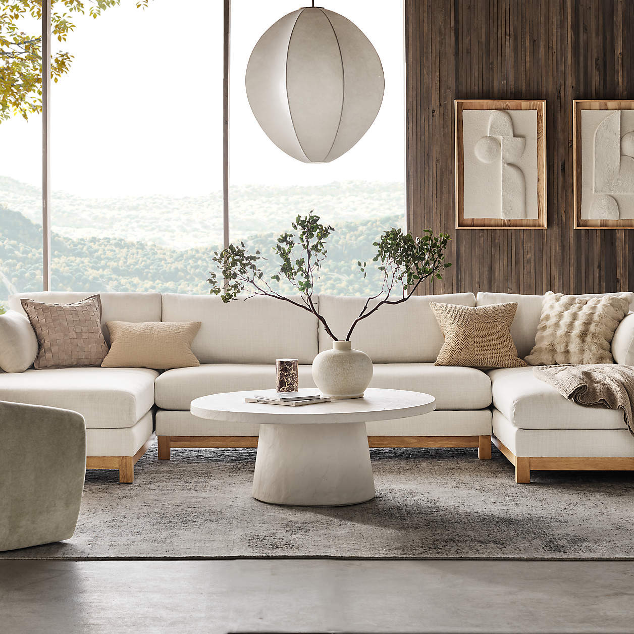 Willy White Concrete 44" Round Pedestal Coffee Table by Leanne Ford + Reviews | Crate & Barrel | Crate & Barrel