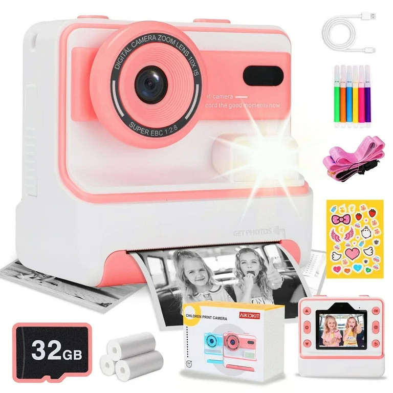 AiKidKit Kids Camera Instant Print, Kids Camera 1080P HD with 32G SD Card Print Paper for Boys Gi... | Walmart (US)