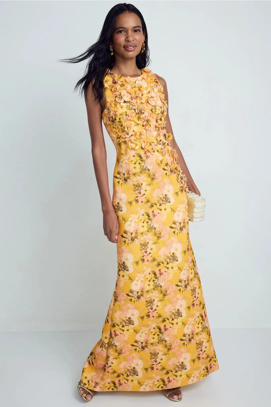 Floral Print Scuba Trumpet Gown | Rent the Runway