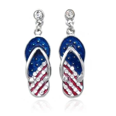 cocojewelry 4th of July USA American Flag Flip Flop Sandal Post Dangle Earrings | Walmart (US)