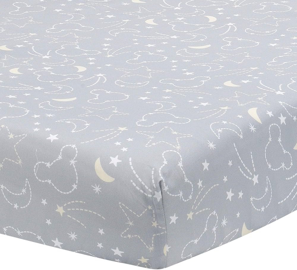 Disney Baby Mickey Mouse Gray/Yellow Celestial Fitted Crib Sheet by Lambs & Ivy | Amazon (US)