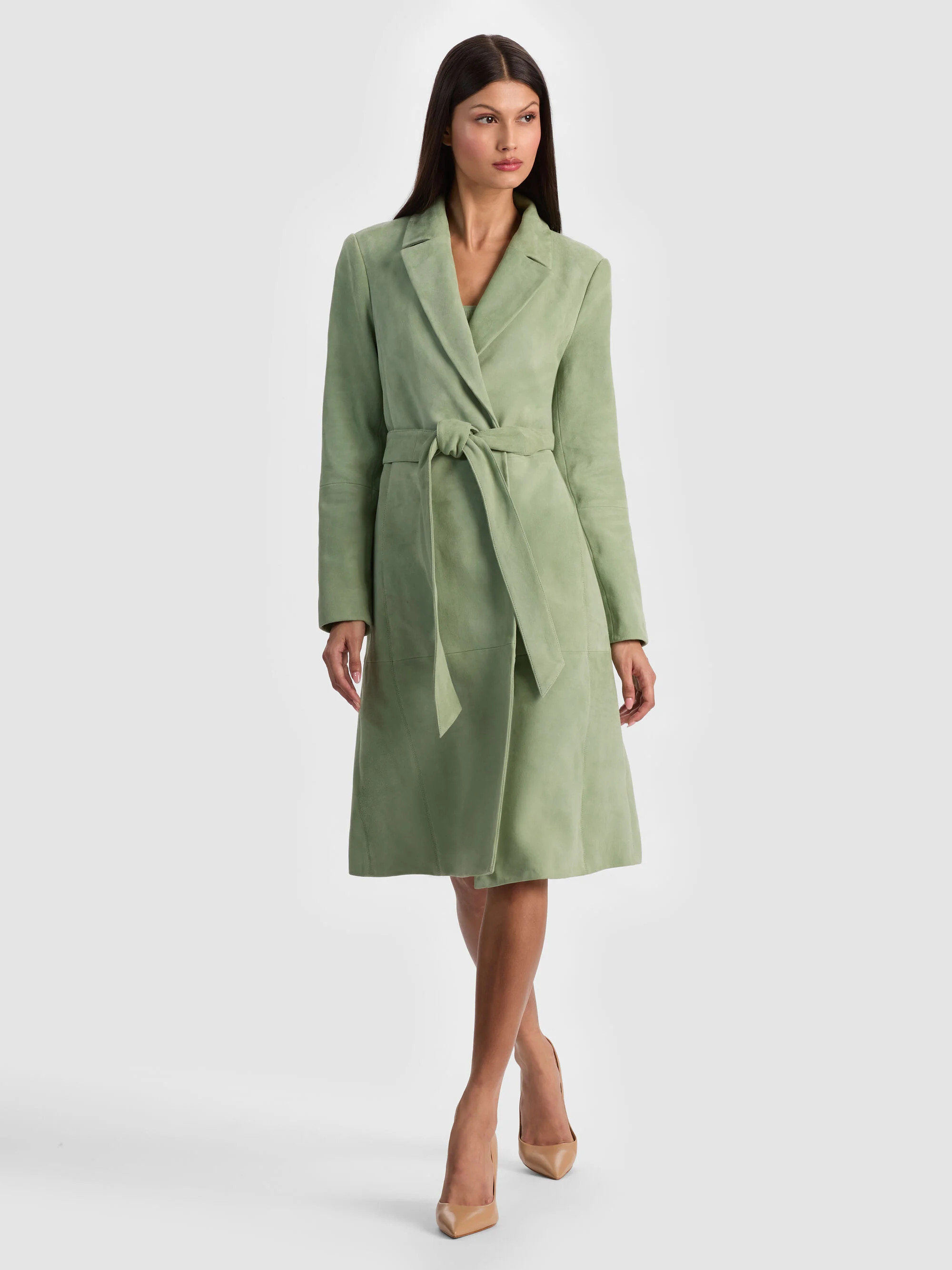 KARLEY SUEDE WRAP COAT | Alice + Olivia