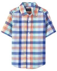 Boys Short Sleeve Plaid Poplin Button Down Shirt | The Children's Place