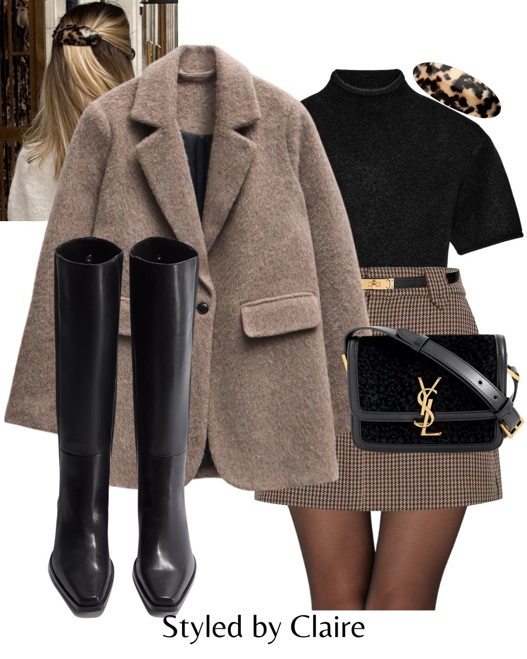 TAUPE & BLACK🖤
Tags: brushed wool blazer oversized asos hush checked skirt turtleneck black knit tshirt knee high leather boots hair barette arket H&M fashion autumn date night city break inspo outfit ideas chic women’s style statement style

#LTKstyletip #LTKshoes #LTKautumn