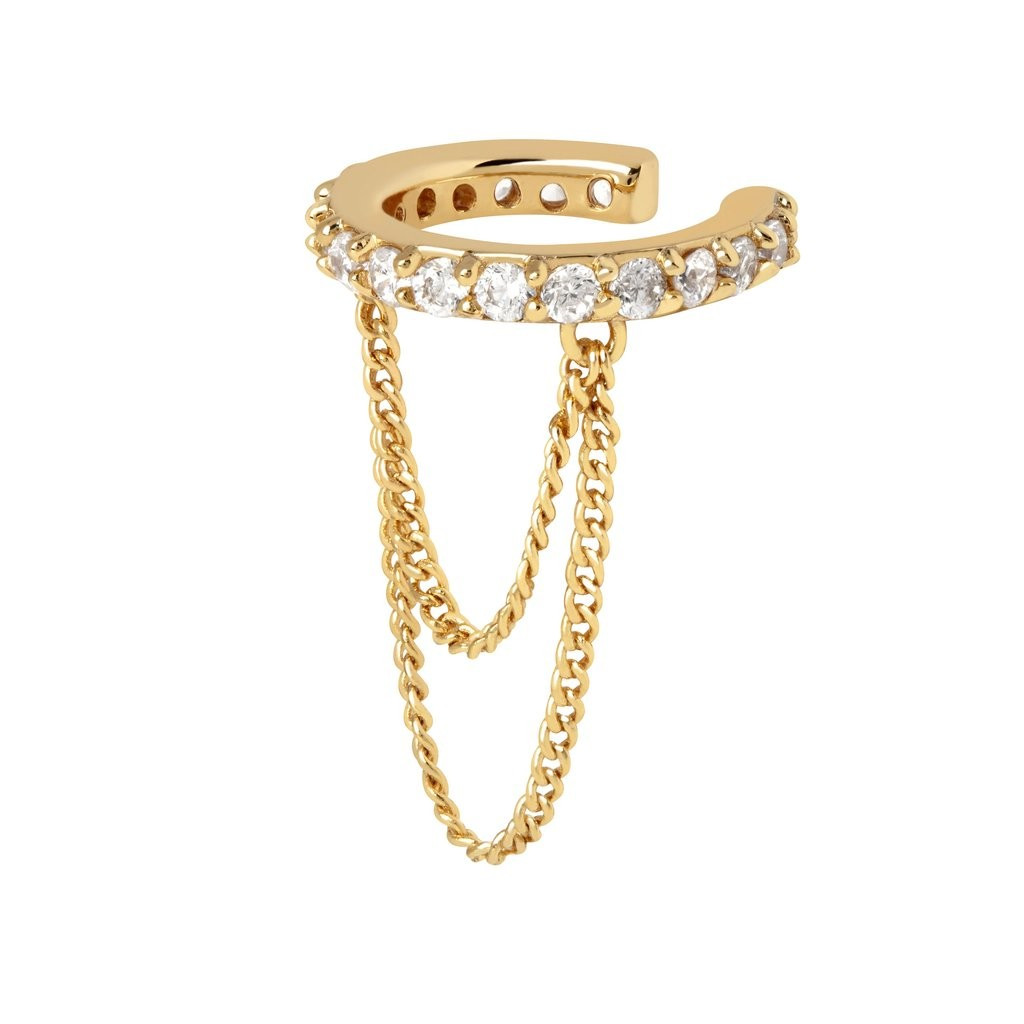 Crystal Chain Ear Cuff in Gold | Astrid and Miyu
