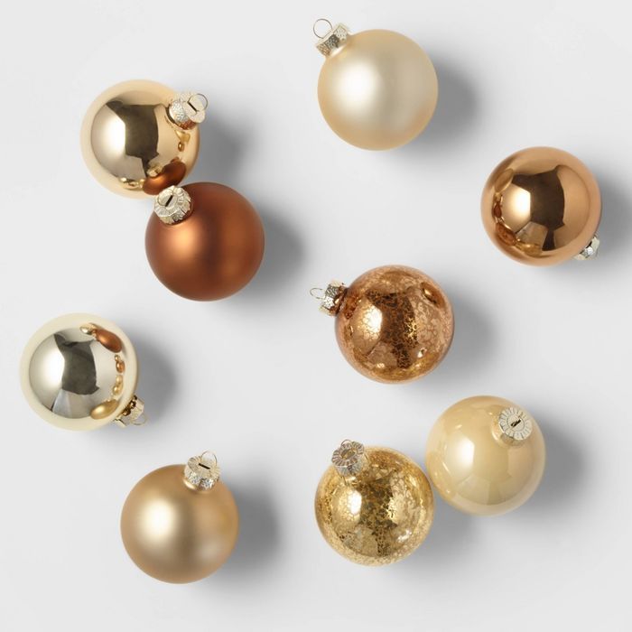 9ct Glass Round Christmas Ornament Set Metallics - Wondershop&#8482; | Target