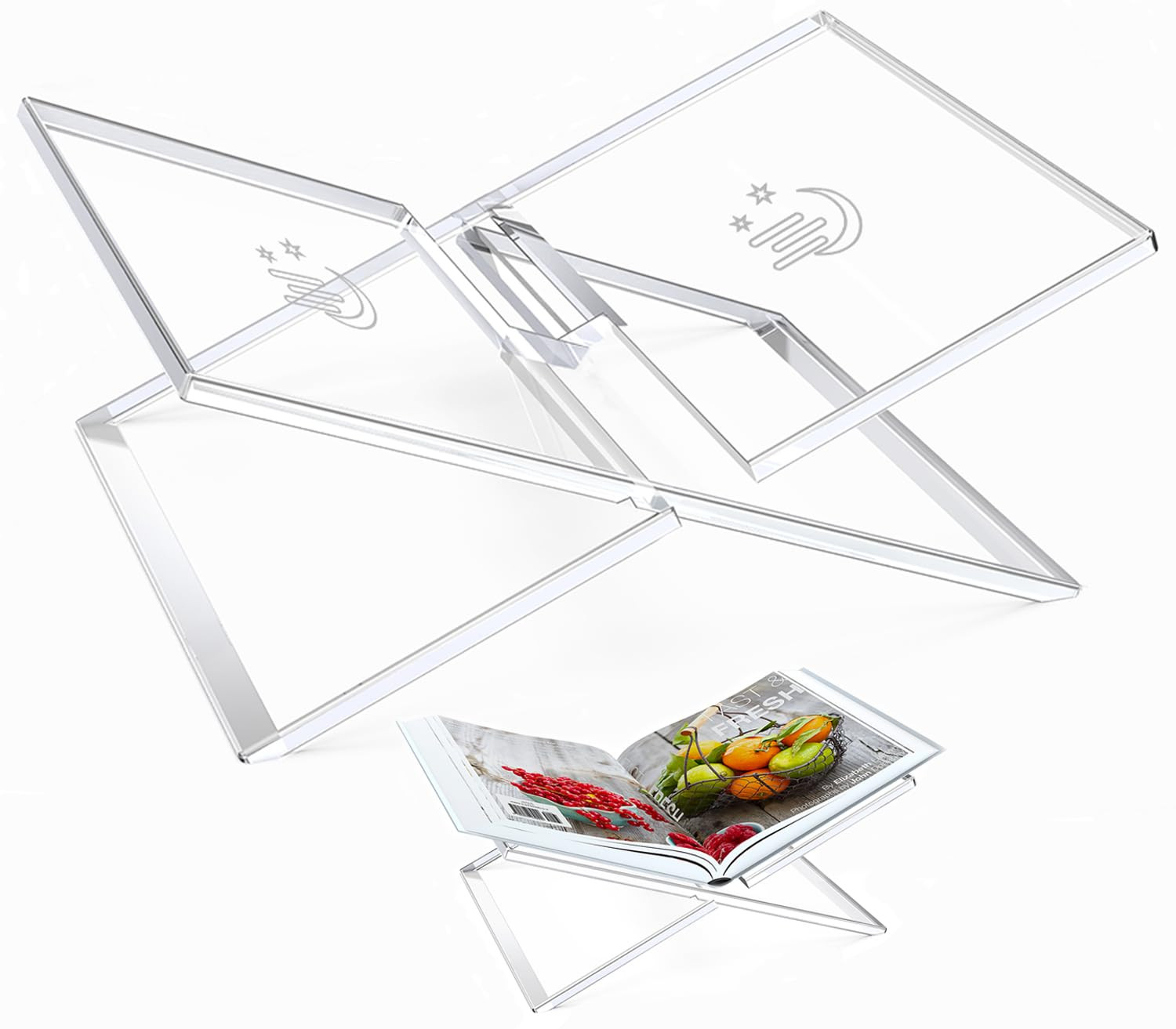 Clear Acrylic Book Stand - Adjustable Height, Large Open Book Display Stand, Coffee Table Book St... | Amazon (US)