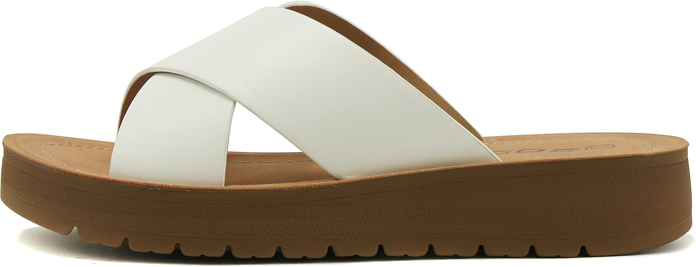 Soda LUCY ~ Women Open Toe Flatform Platform Crisscross Band Upper Fashion Slide Sandals | Amazon (US)