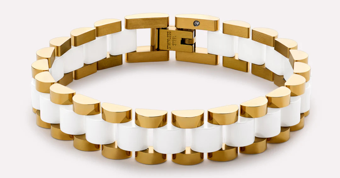 Watch Strap Bracelet - Ora Gold Ceramic | Ana Luisa