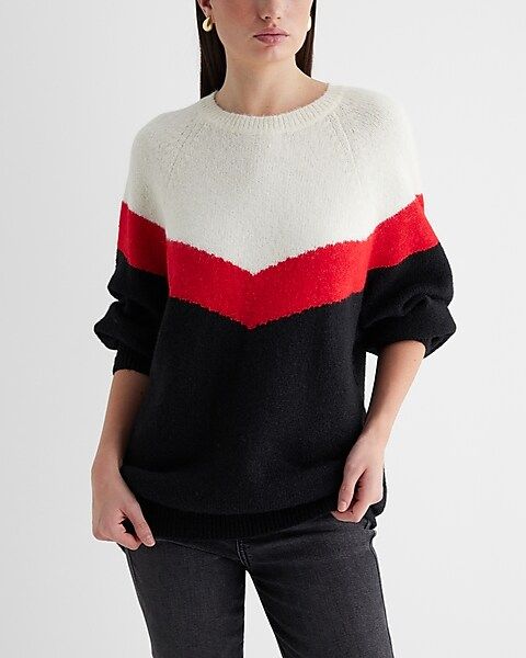 Color Block Crew Neck Oversized Sweater | Express