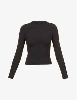 Round-neck long-sleeve stretch-cotton jersey top | Selfridges