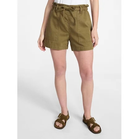 Time and Tru Women's Drapey Twill Utility Shorts, 4" Inseam, Sizes XS-XXXL | Walmart (US)