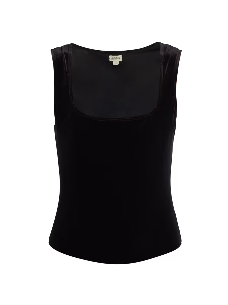 Velvet Squareneck Bodysuit | Saks Fifth Avenue