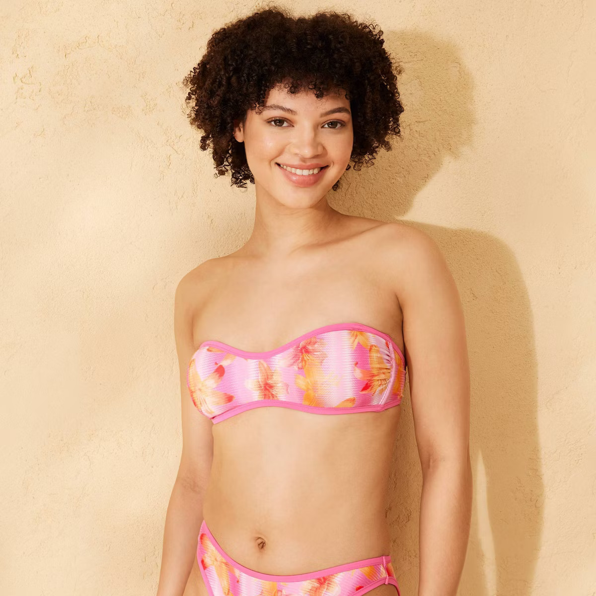 Women's Contrast Binding Printed Bandeau Bikini Top - Wild Fable™ | Target