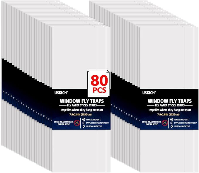 Window Fly Traps for Indoors, 80 Pack Clear Fly Paper Sticky Fly Strips for Home Houseflies Water... | Amazon (US)