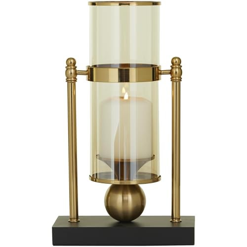 CosmoLiving by Cosmopolitan Metal Pillar Candle Holder with Metal Stand, 8" x 4" x 13", Gold | Amazon (US)